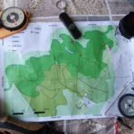 Cartina, bussola e altri oggetti utili per l'esplorazione